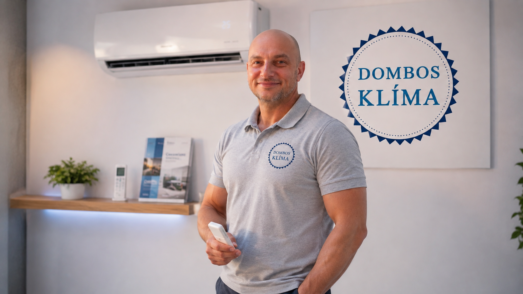 A Dombos Klíma bemutatkozó fotója klímaberendezéssel